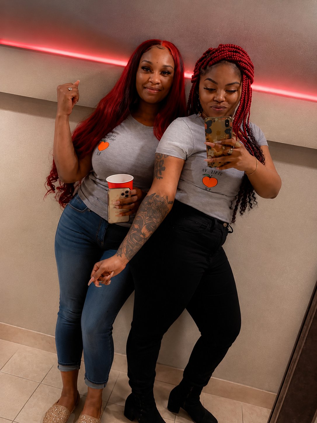 Girl Shut Yo Peach Up – duo mirror selfie